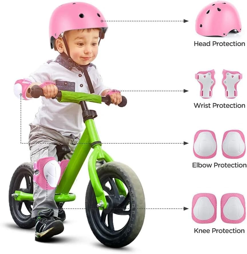DaCool Kids Bike Helmet & Protective Gear Set for Sports Cycling Skating, Pink, 7-Piece Set thumbnail 7