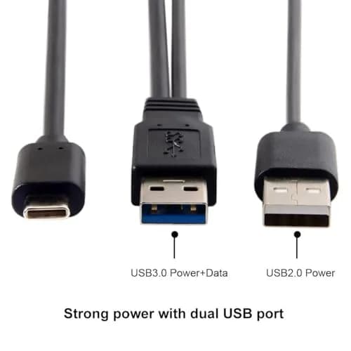 cablecc USB-C to Dual USB-A Y Cable 60cm | Power & Data for Laptops & Hard Drives thumbnail 4
