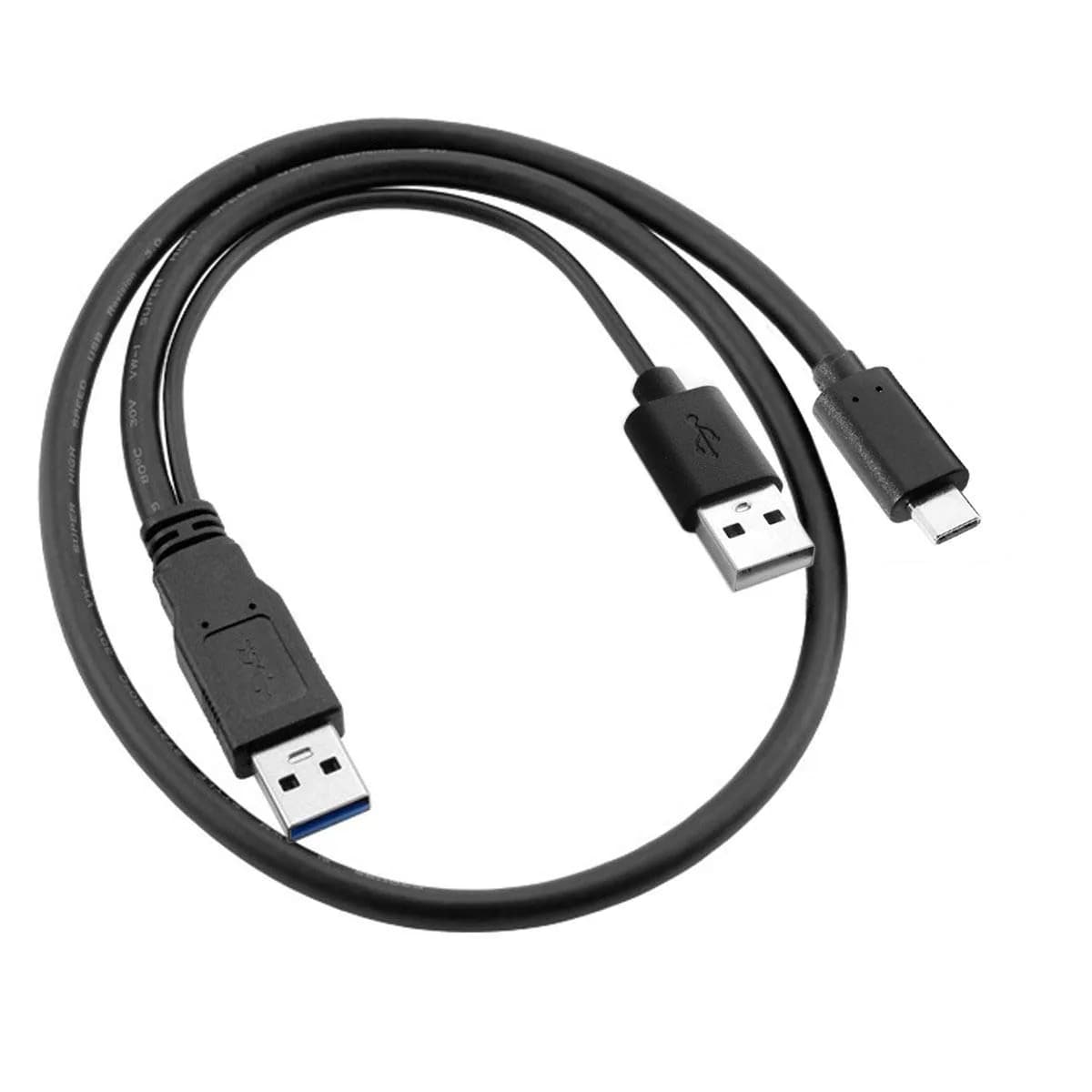 cablecc USB-C to Dual USB-A Y Cable 60cm | Power & Data for Laptops & Hard Drives - view 3