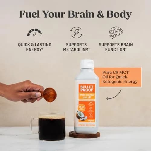 Bulletproof Brain Octane C8 MCT Oil 96 fl oz (2.84 L) 3-Pack | Pure Coconut C8 for Ketogenic Energy thumbnail 4