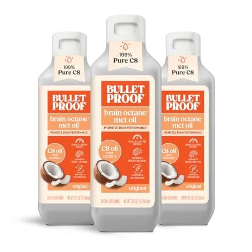 Bulletproof Brain Octane C8 MCT Oil 96 fl oz (2.84 L) 3-Pack | Pure Coconut C8 for Ketogenic Energy thumbnail 1