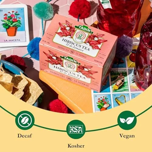Tadin Hibiscus Tea, Herbal Tea, Caffeine Free, 24 Tea Bags | Floral & Fruity, Supports Wellness thumbnail 3