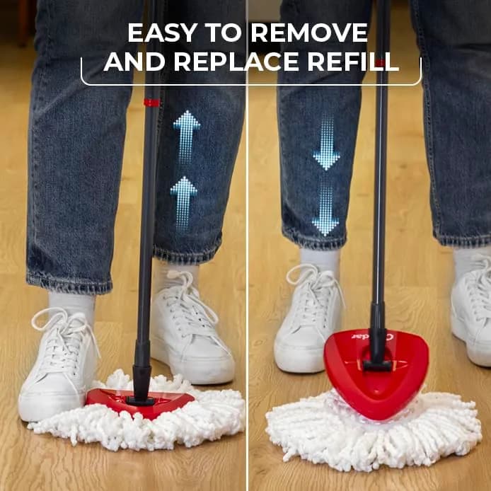 O-Cedar EasyWring Microfiber Spin Mop & Bucket Floor Cleaning System with 3 Refills, Red/Gray | Cleans 99% Bacteria with Water thumbnail 7