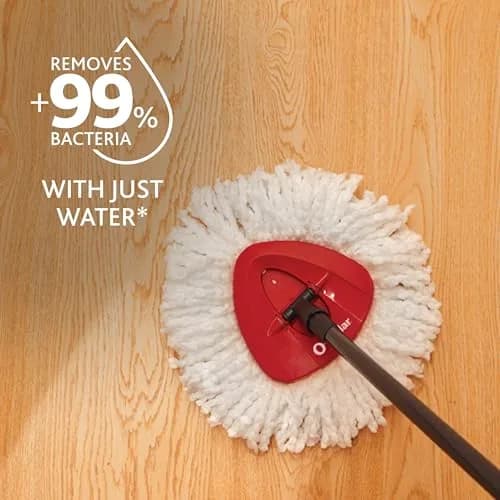 O-Cedar EasyWring Microfiber Spin Mop & Bucket Floor Cleaning System with 3 Refills, Red/Gray | Cleans 99% Bacteria with Water thumbnail 4