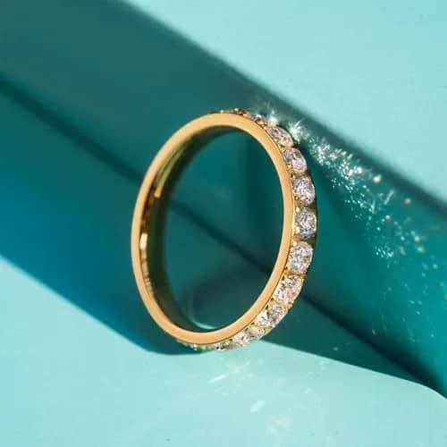 JINEAR 3mm Wedding Bands for Women Eternity Ring 18K Gold Plated Cubic Zirconia Size 5 | Elegant Gift for Her thumbnail 6