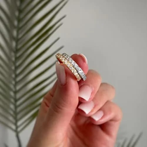 JINEAR 3mm Wedding Bands for Women Eternity Ring 18K Gold Plated Cubic Zirconia Size 5 | Elegant Gift for Her thumbnail 7