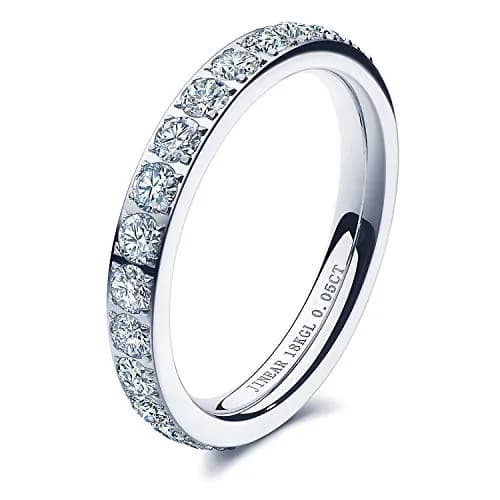 JINEAR 3mm Wedding Bands for Women Eternity Ring 18K Gold Plated Cubic Zirconia Size 5-10 | Elegant Gift for Her thumbnail 1