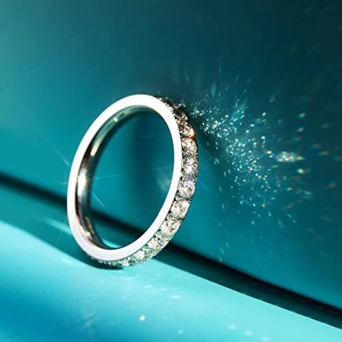 JINEAR 3mm Wedding Bands for Women Eternity Ring 18K Gold Plated Cubic Zirconia Size 5-10 | Elegant Gift for Her thumbnail 5