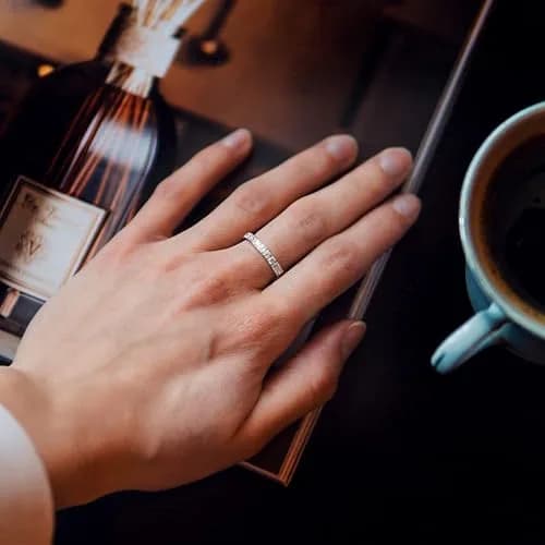 JINEAR 3mm Wedding Bands for Women Eternity Ring 18K Gold Plated Cubic Zirconia Size 5-10 | Elegant Gift for Her thumbnail 3