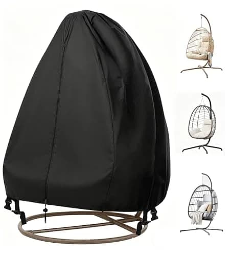 FLYMEI Black Egg Chair Cover 190.5cm x 114.3cm (75" x 45") | Heavy Duty Waterproof Outdoor Protection thumbnail 1