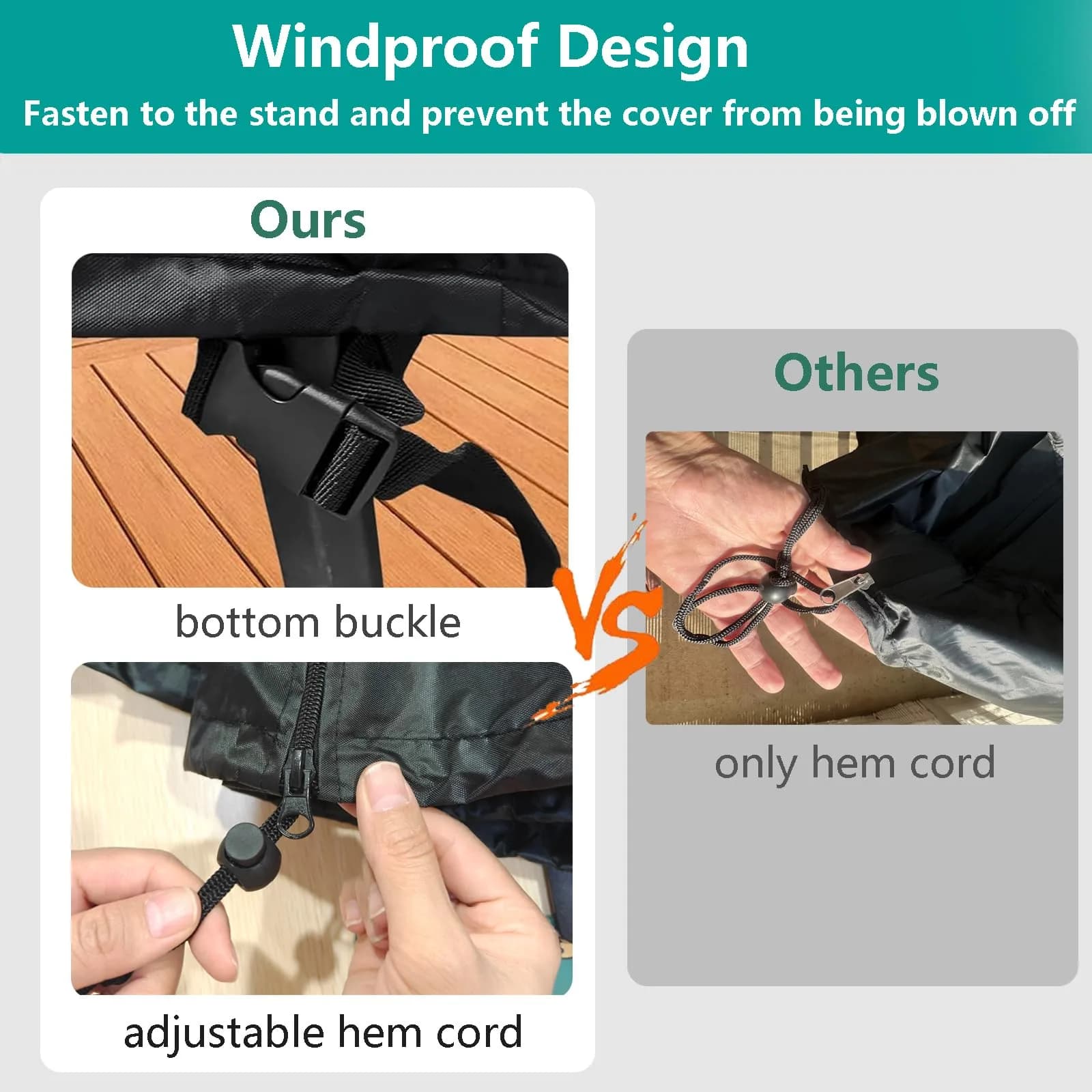 FLYMEI Black Egg Chair Cover 190.5cm x 114.3cm (75" x 45") | Heavy Duty Waterproof Outdoor Protection - view 2