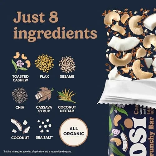 Tosi Plant Based Nut Bars Coconut 12 Pack | Vegan Snack with 14g Protein (2.4oz each) thumbnail 5