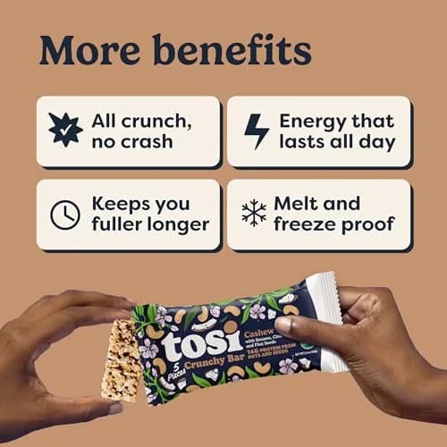 Tosi Plant Based Nut Bars Coconut 12 Pack | Vegan Snack with 14g Protein (2.4oz each) thumbnail 6