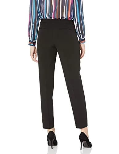 Anne Klein Womens Bowie Pant, Anne Black, Size 4 US | Mid Rise Straight Leg Wide Canvas thumbnail 2
