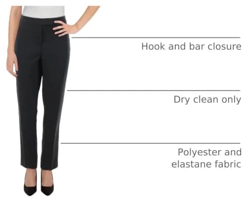 Anne Klein Womens Bowie Pant, Anne Black, Size 4 US | Mid Rise Straight Leg Wide Canvas thumbnail 3