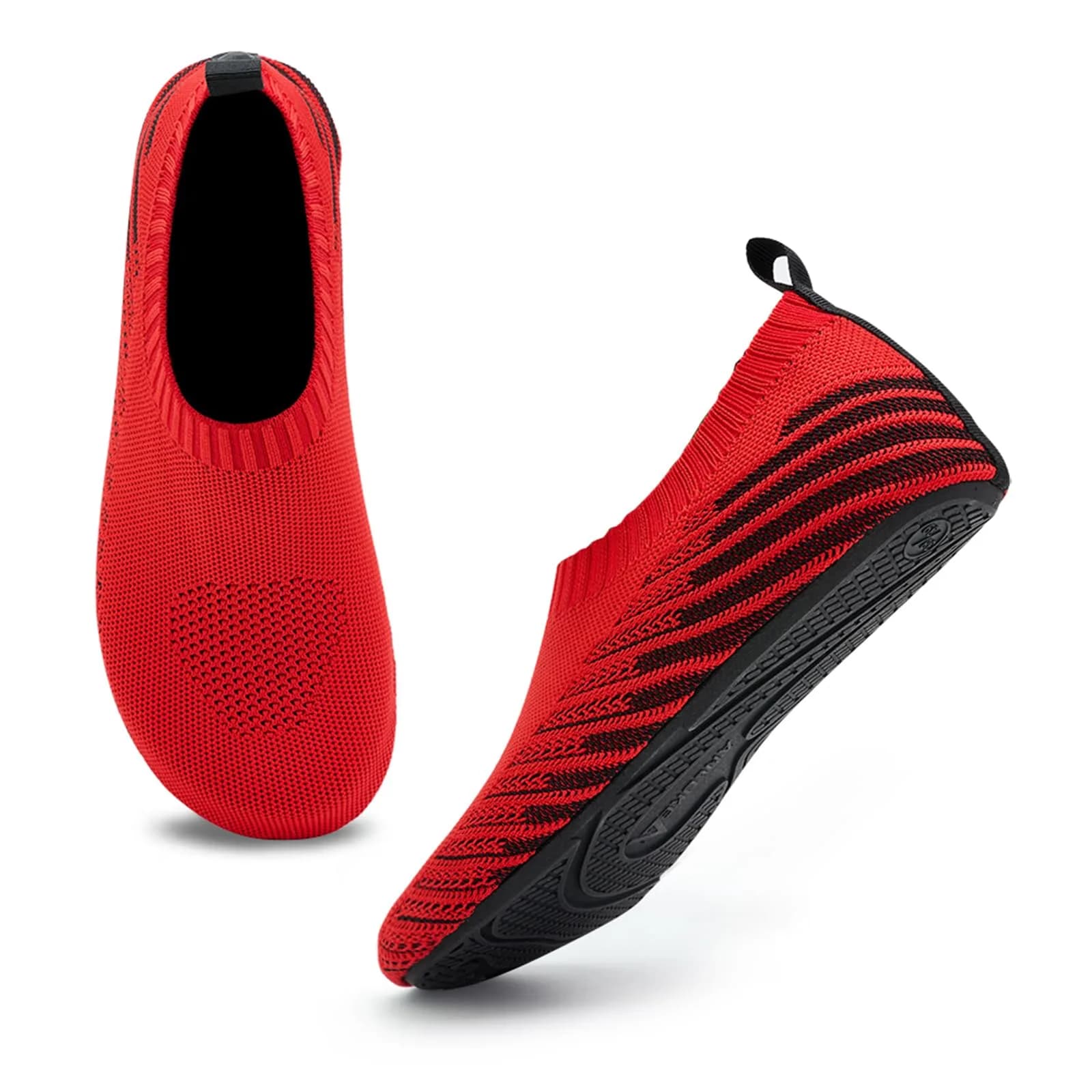 ANLUKE Water Shoes for Women Men | Quick-Dry Swim Shoes for Pool & Beach | Unisex, Breathable Knit, All-Terrain TPR Sole — Red/Black