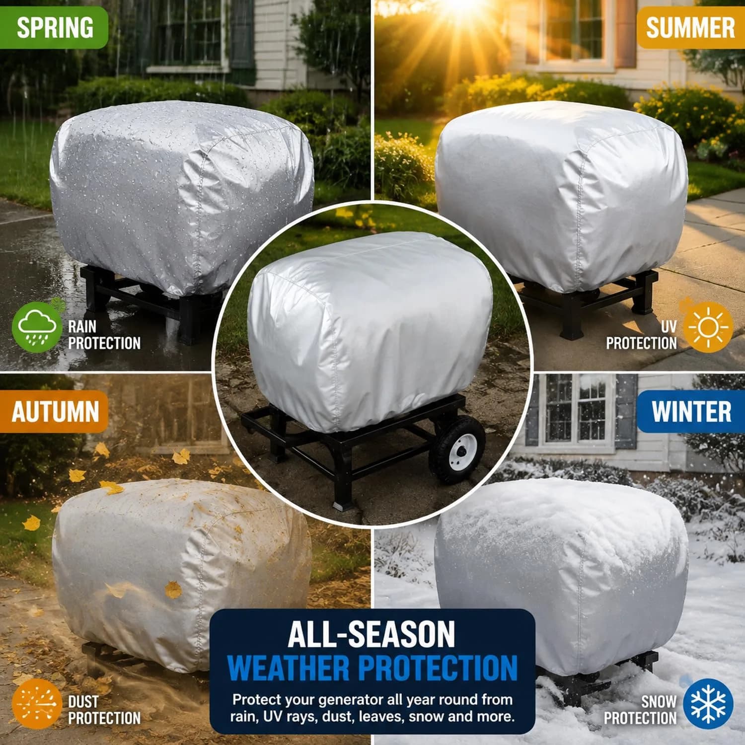 Bonbo Generator Cover for Honda EU3000is, Predator 3500, Westinghouse iGen4500, 17.7"L x 9.8"W x 15.7"H | Heavy Duty 600D Waterproof Generator Cover - view 5