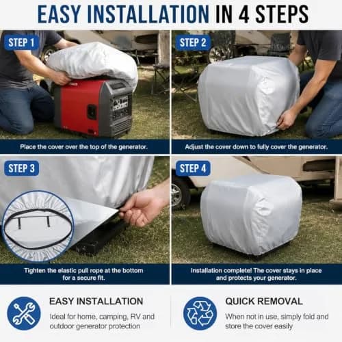 Bonbo Generator Cover for Honda EU3000is, Predator 3500, Westinghouse iGen4500, 17.7"L x 9.8"W x 15.7"H | Heavy Duty 600D Waterproof Generator Cover thumbnail 6