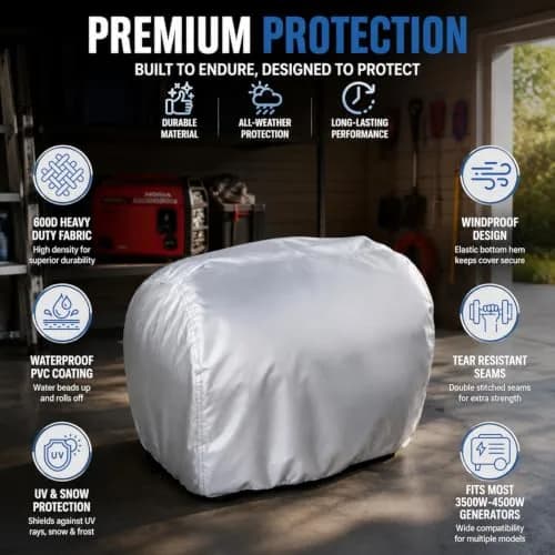 Bonbo Generator Cover for Honda EU3000is, Predator 3500, Westinghouse iGen4500, 17.7"L x 9.8"W x 15.7"H | Heavy Duty 600D Waterproof Generator Cover thumbnail 7