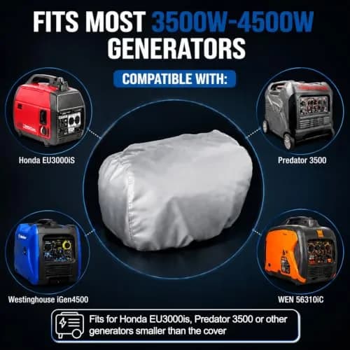 Bonbo Generator Cover for Honda EU3000is, Predator 3500, Westinghouse iGen4500, 17.7"L x 9.8"W x 15.7"H | Heavy Duty 600D Waterproof Generator Cover thumbnail 2