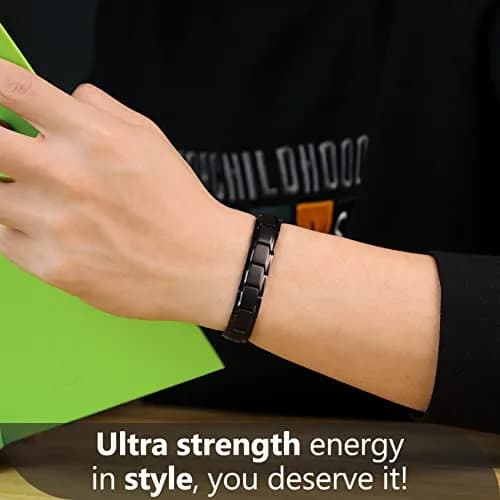 Feraco Mens Magnetic Bracelet 22cm (8.66 inch) | 18 Neodymium Magnets for Wrist Therapy thumbnail 4
