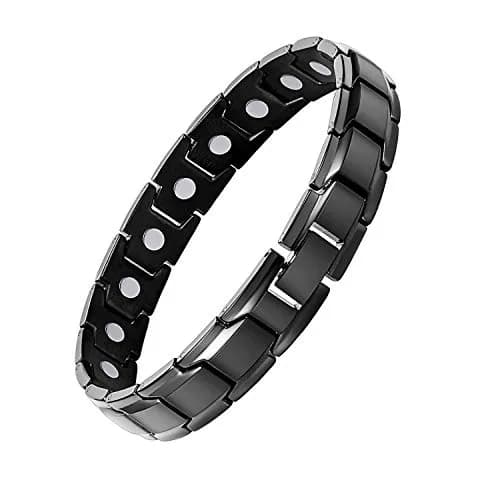 Feraco Mens Magnetic Bracelet 22cm (8.66 inch) | 18 Neodymium Magnets for Wrist Therapy thumbnail 1