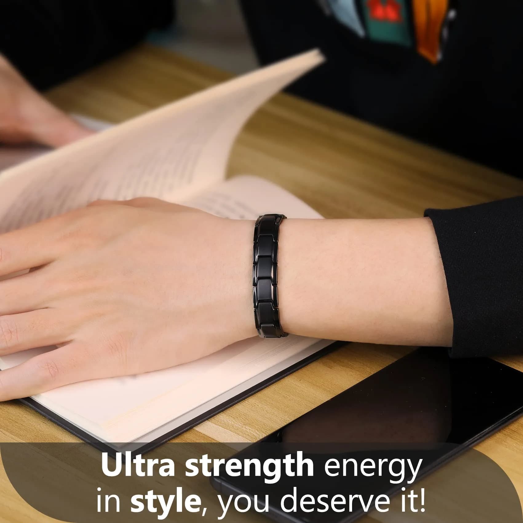 Feraco Mens Magnetic Bracelet 22cm (8.66 inch) | 18 Neodymium Magnets for Wrist Therapy - view 9