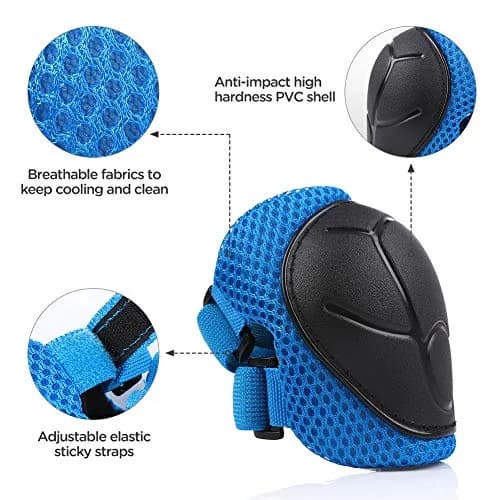 DaCool Kids Bike Helmet and Protective Gear Set with Knee Pads, Blue, Small (50-54cm / 18.9-21.3in) thumbnail 6