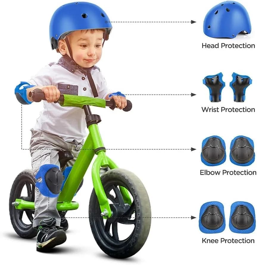 DaCool Kids Bike Helmet and Protective Gear Set with Knee Pads, Blue, Small (50-54cm / 18.9-21.3in) thumbnail 4