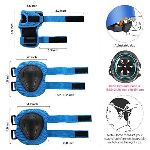 DaCool Kids Bike Helmet and Protective Gear Set with Knee Pads, Blue, Small (50-54cm / 18.9-21.3in) thumbnail 5