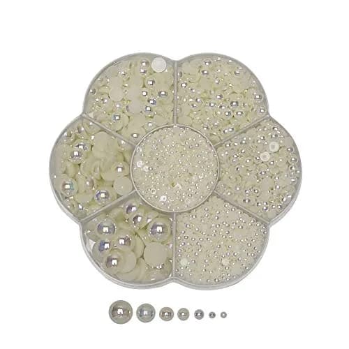 Chenkou Craft 3000PCS Beige Round Flatback Imitation Half Pearls Bead | 2.5mm-10mm, Loops for Jewelry & Crafts thumbnail 1