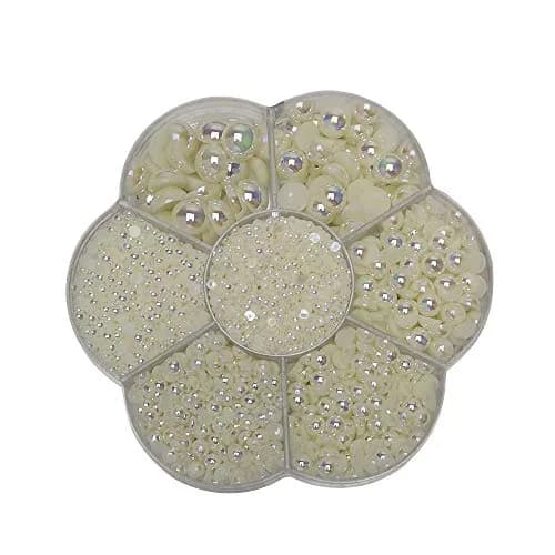 Chenkou Craft 3000PCS Beige Round Flatback Imitation Half Pearls Bead | 2.5mm-10mm, Loops for Jewelry & Crafts thumbnail 2