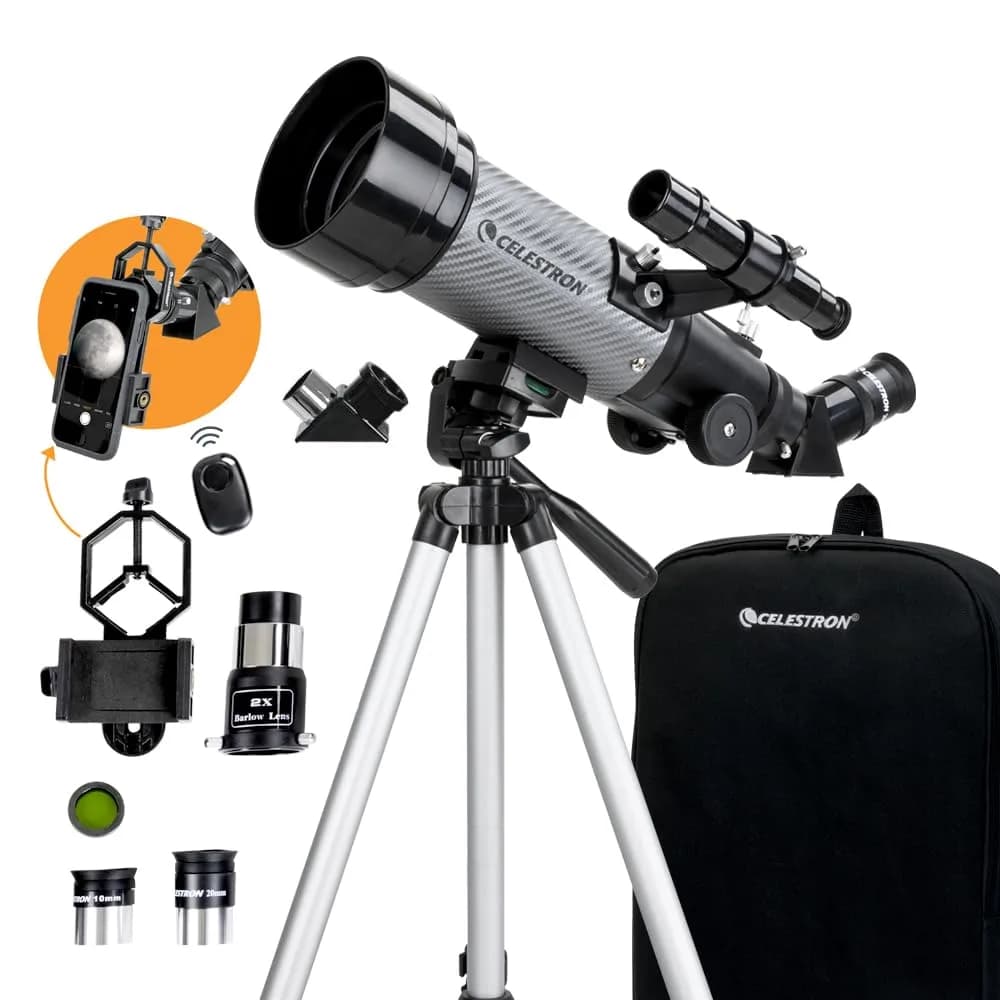 Celestron Travel Scope 70mm DX Refractor Telescope Kit with Backpack | Bright, Sharp Views for Beginners & Travel — 70 DX with Backpack