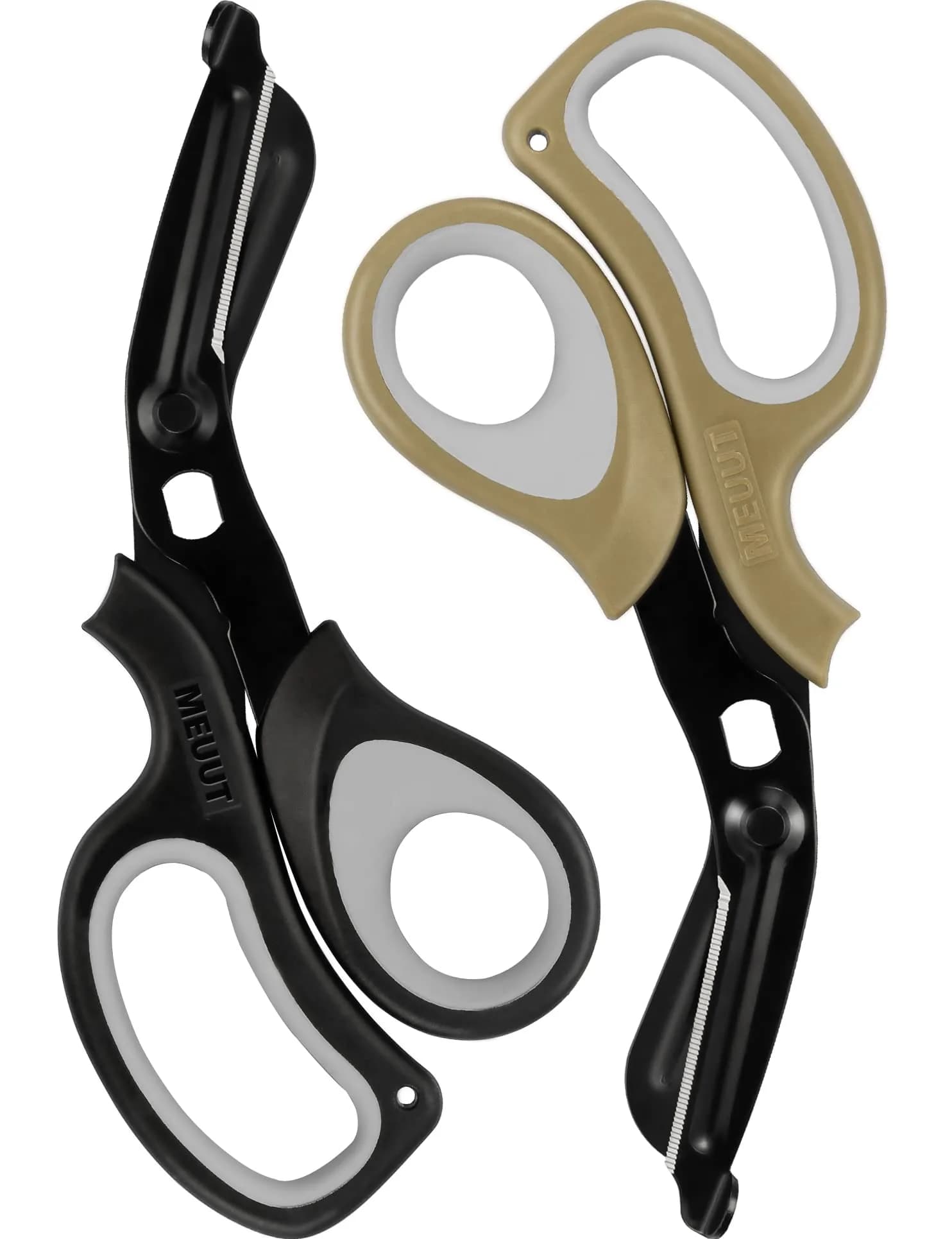 MEUUT Medical Trauma Shears (2-Pack, 7.8 Inch) | Patented Stainless Steel with Oxygen Wrench — Black+quartz Grey