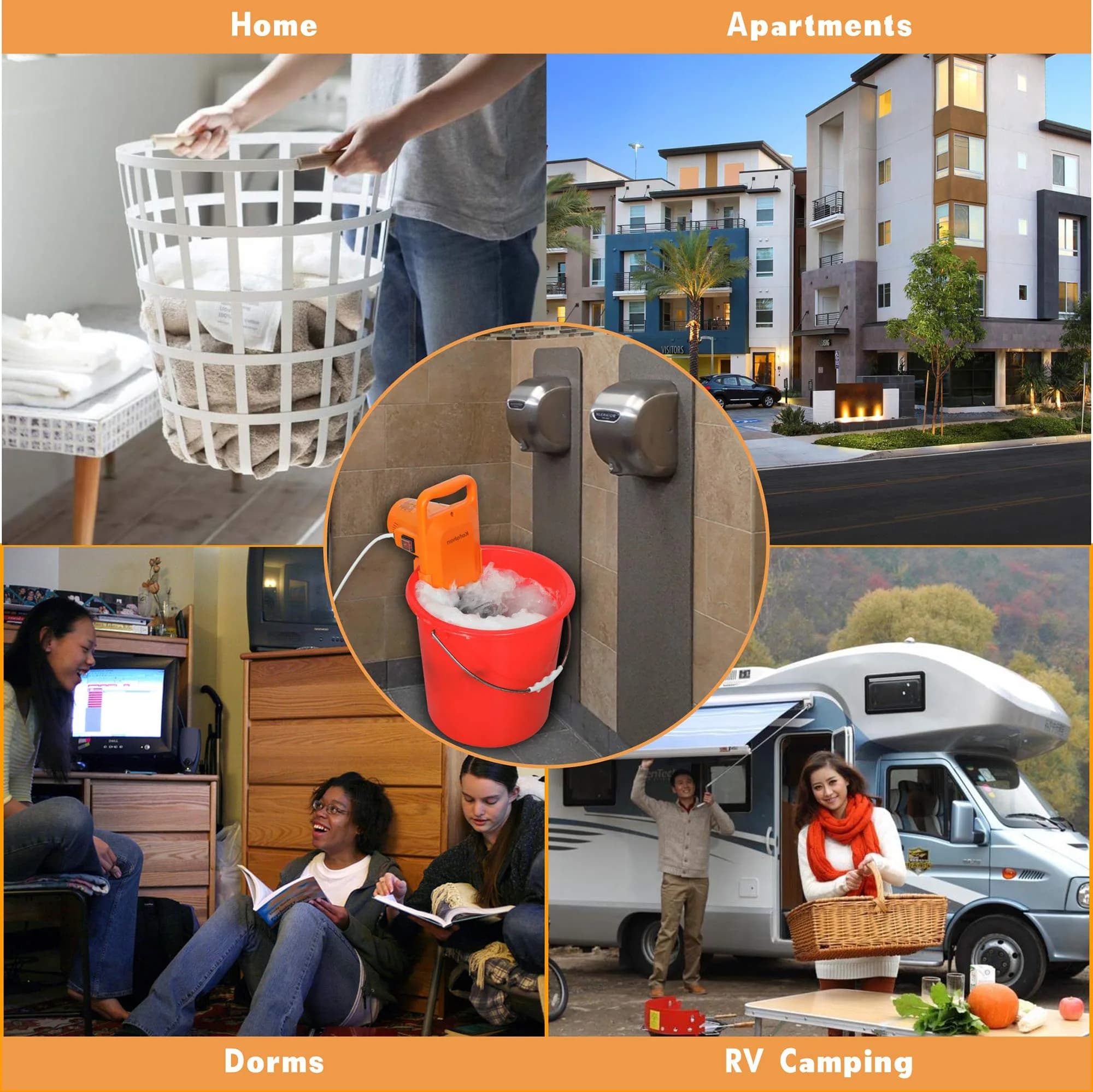 KOFOHON Portable Washing Machine 3.0 kg in Vibrant Orange-CA for Homes, Dorms, RVs - view 3