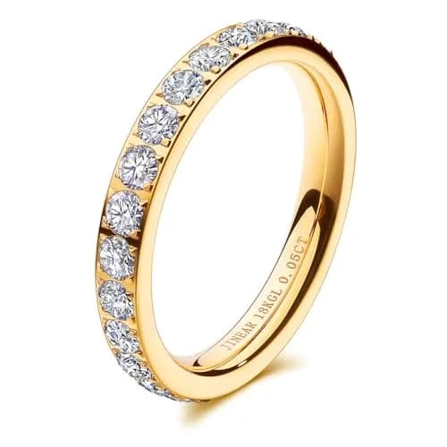 JINEAR Wedding Band for Women 3mm Gold Plated Cubic Zirconia Size 5-10 | Elegant Eternity Ring thumbnail 1