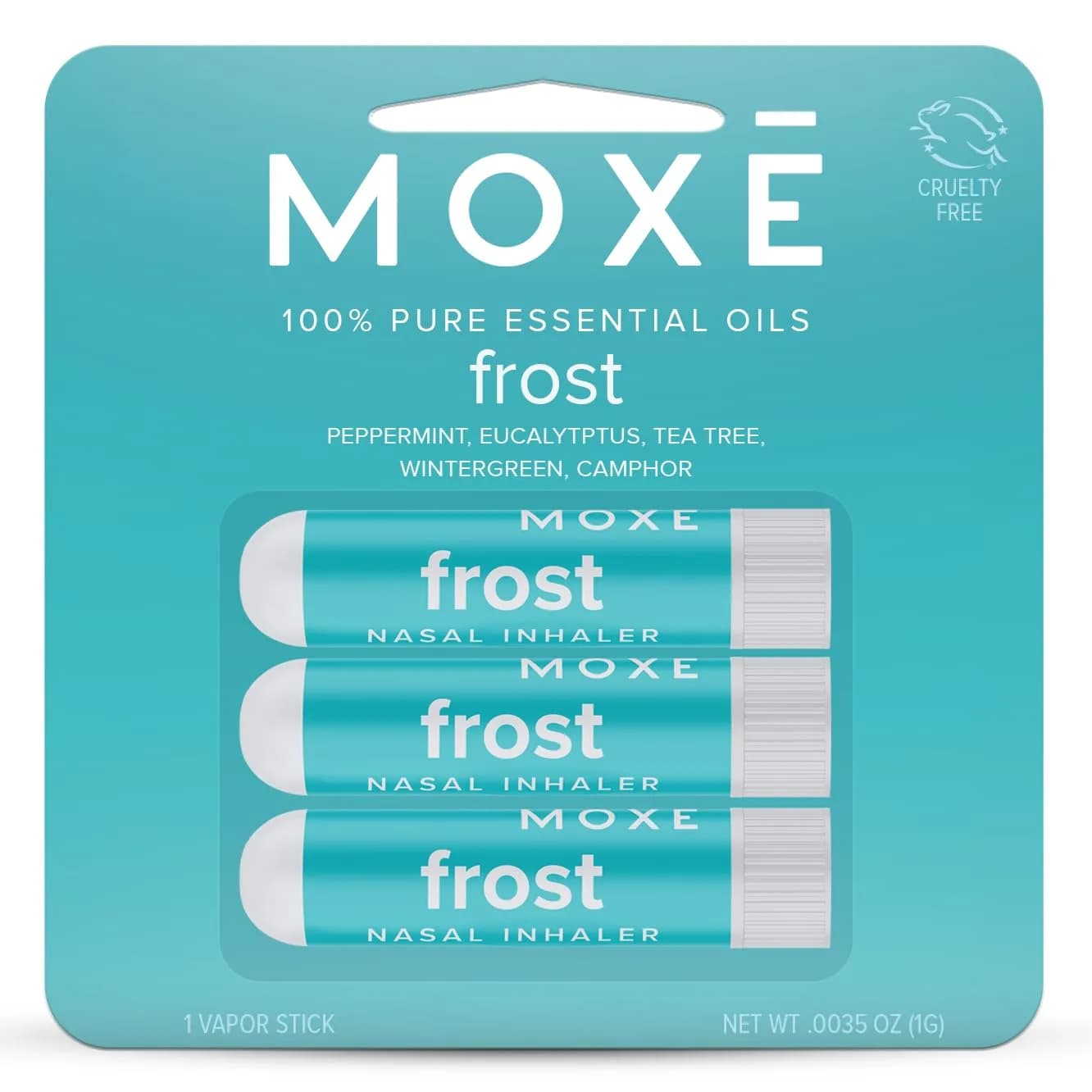 MOXE Frost Refreshing Scent Nasal Inhaler Stick for Breathing Support 3PK | Energizing Aromatherapy with Peppermint, Eucalyptus & Wintergreen - main product image