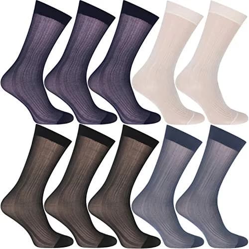 Uaussi Mens Ultra Thin Dress Socks Silk Sheer Mid Calf | Breathable, Moisture-Wicking & Durable (120 chars) thumbnail 1