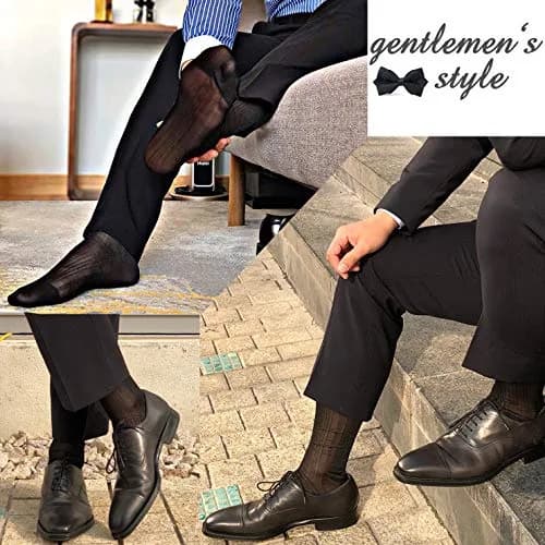 Uaussi Mens Ultra Thin Dress Socks Silk Sheer Mid Calf | Breathable, Moisture-Wicking & Durable (120 chars) thumbnail 6