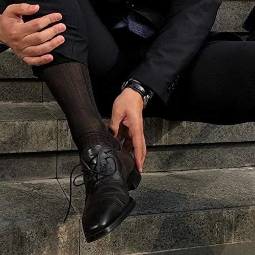 Uaussi Mens Ultra Thin Dress Socks Silk Sheer Mid Calf | Breathable, Moisture-Wicking & Durable (120 chars) thumbnail 7