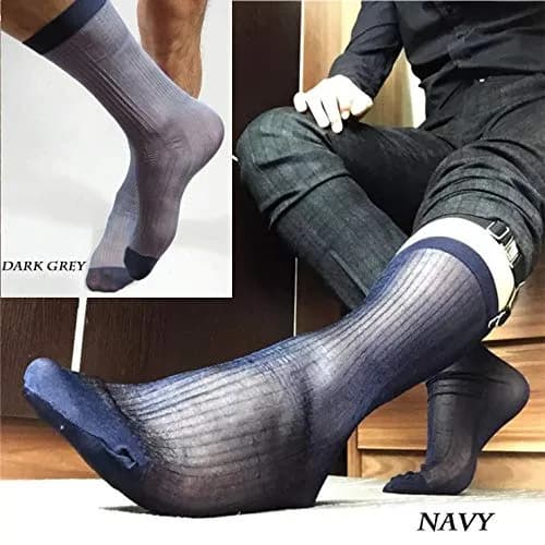 Uaussi Mens Ultra Thin Dress Socks Silk Sheer Mid Calf | Breathable, Moisture-Wicking & Durable (120 chars) thumbnail 2