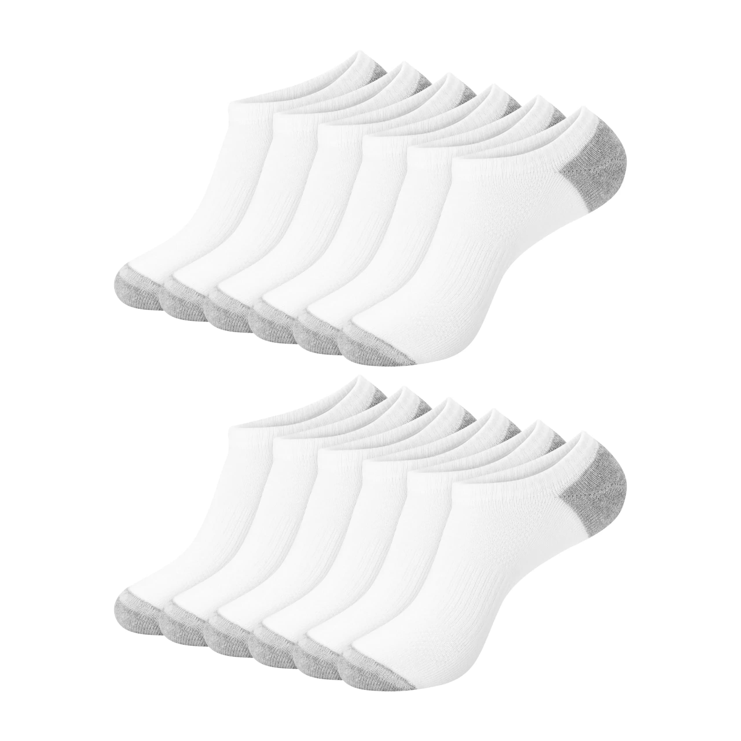 Hanes Men's X-Temp Lightweight No Show Socks 12-Pair Pack White | Breathable, Cool & Dry Fit — White