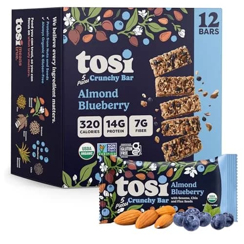 Tosi Plant-Based Nut Bars Almond Blueberry 12-Pack | 12g Protein, Gluten-Free, Vegan, Organic thumbnail 1