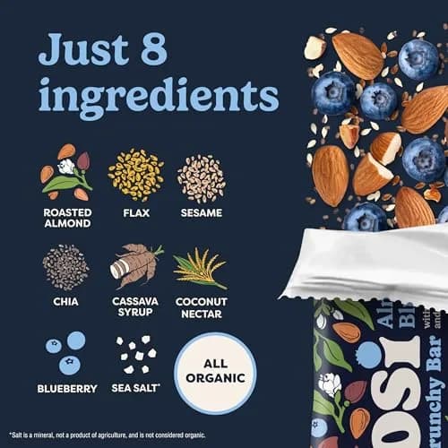 Tosi Plant-Based Nut Bars Almond Blueberry 12-Pack | 12g Protein, Gluten-Free, Vegan, Organic thumbnail 5