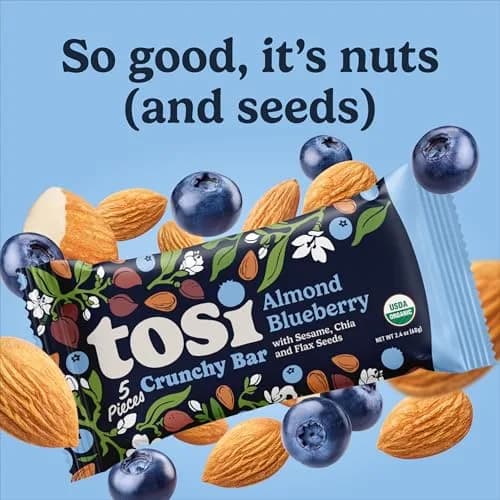 Tosi Plant-Based Nut Bars Almond Blueberry 12-Pack | 12g Protein, Gluten-Free, Vegan, Organic thumbnail 8