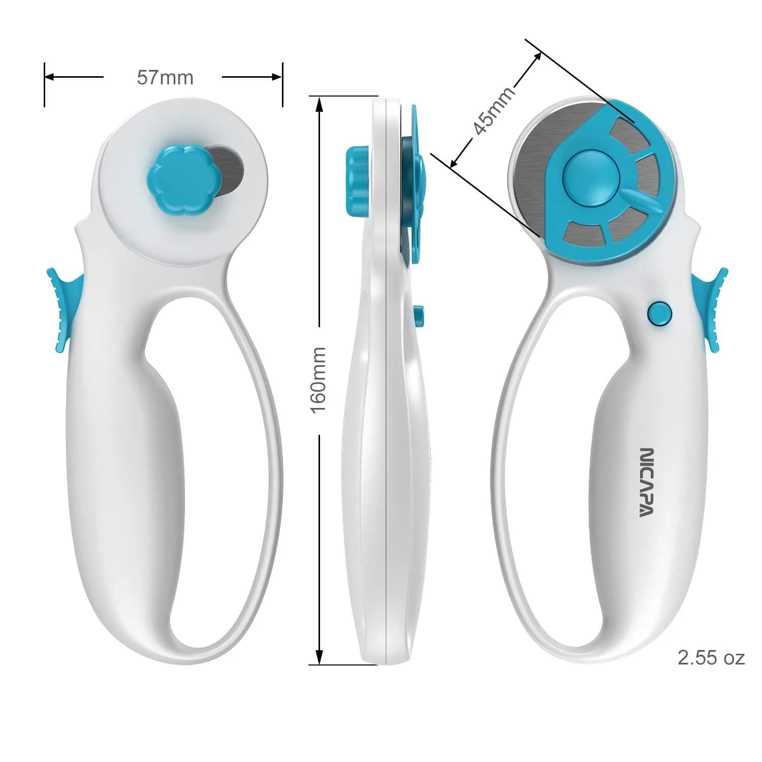 NICAPA 45mm Rotary Cutter with 5 Extra Blades | Ergonomic Comfort Loop for Sewing & Quilting - view 6