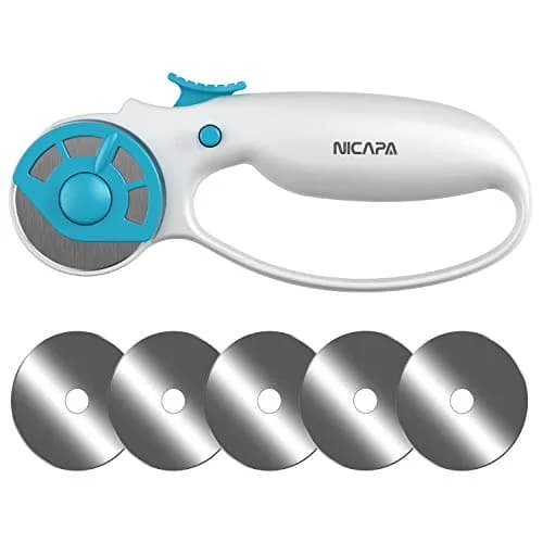 NICAPA 45mm Rotary Cutter with 5 Extra Blades | Ergonomic Comfort Loop for Sewing & Quilting thumbnail 1