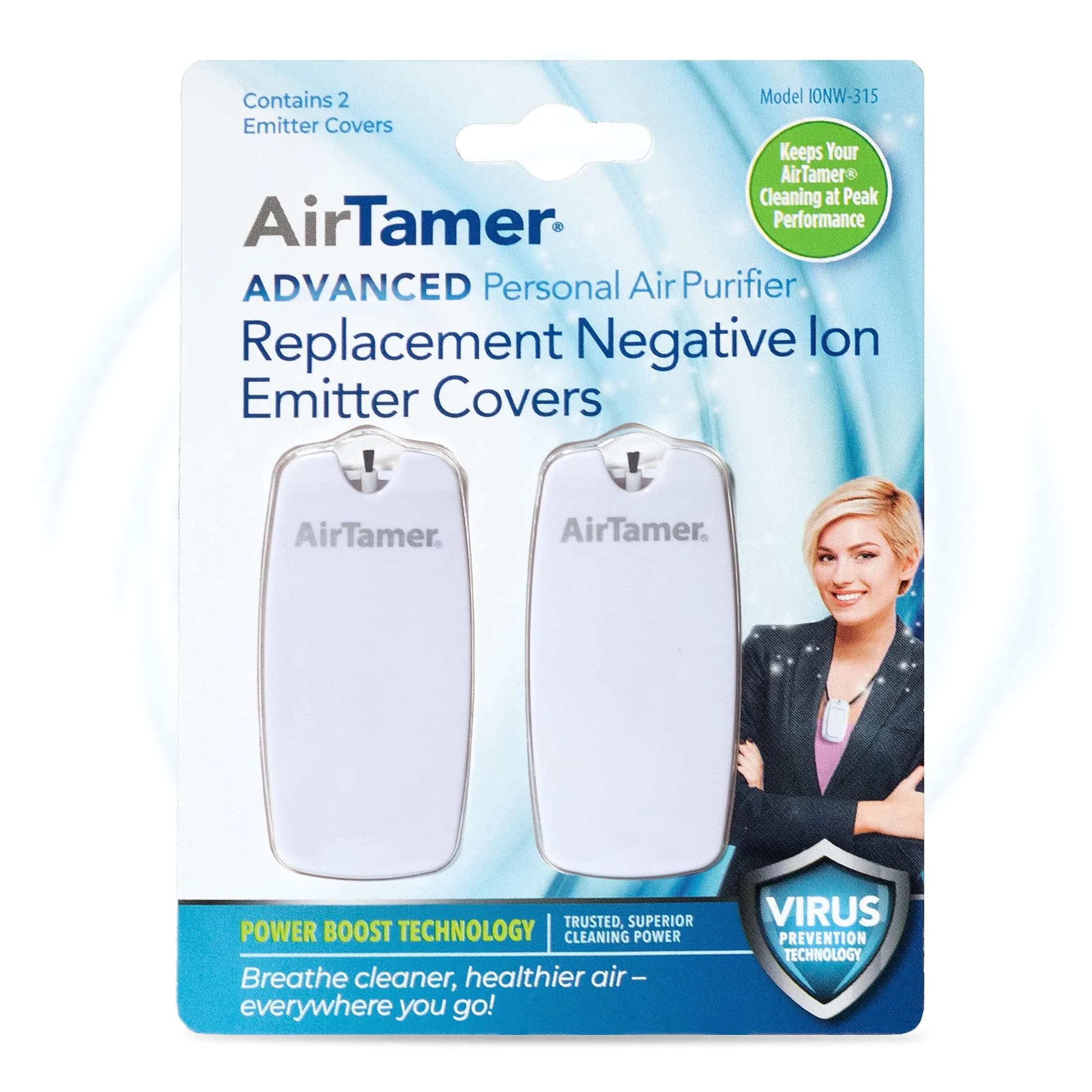 AirTamer Advanced A315W Personal Air Purifier Replacement Negative Ion Emitter Covers - White, 2-Pack | Negative Ion Emitter Covers for AirTamer A315W