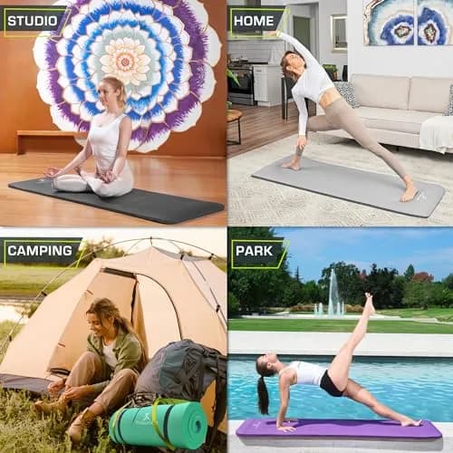 ProSourceFit Extra Thick Yoga and Pilates Mat 1" (25mm) Black | High Density Exercise Mat with Carrying Strap thumbnail 5