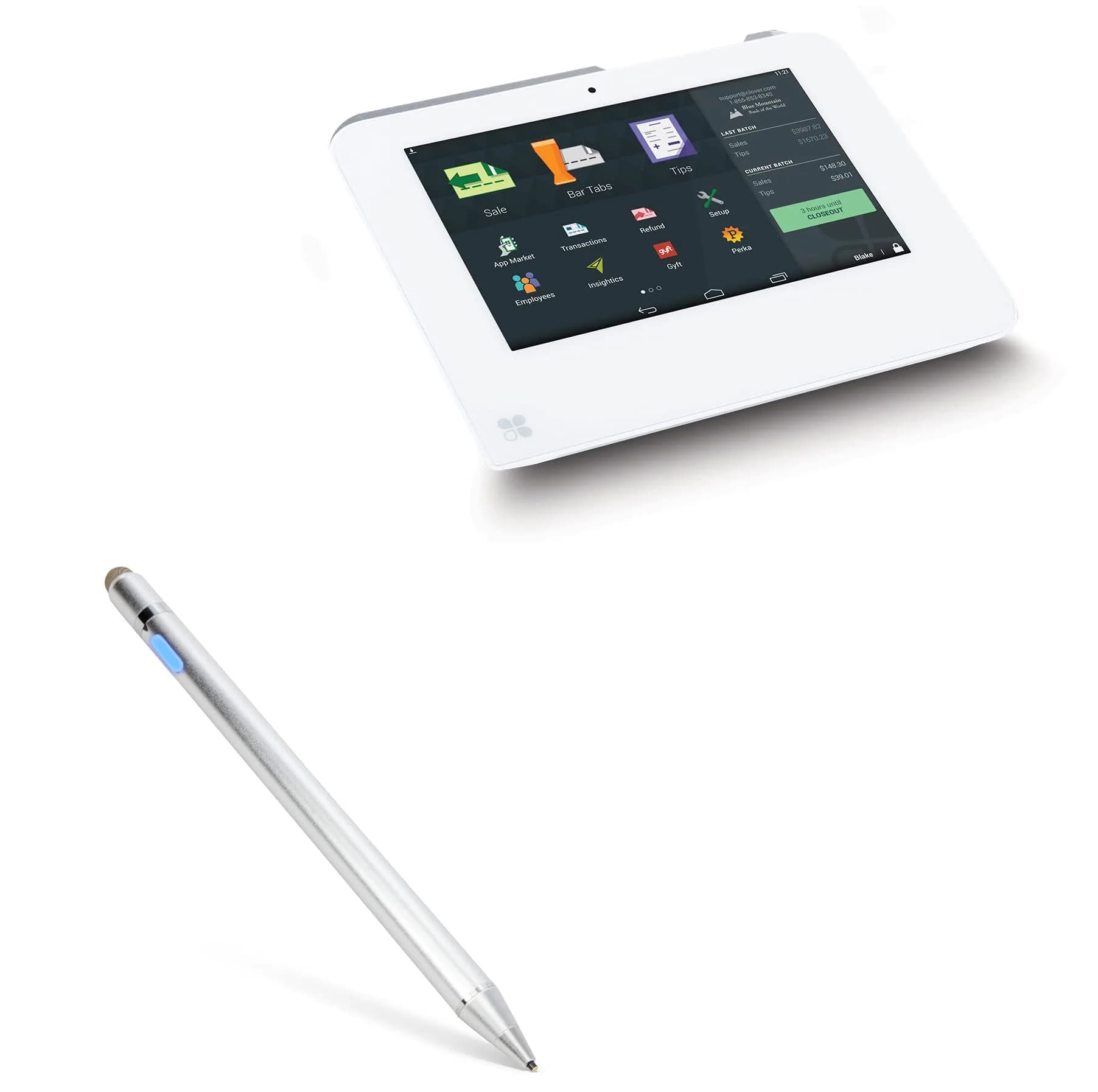 BoxWave AccuPoint Active Stylus for Clover Mini | Ultra Fine Tip, 12H Battery, Metallic Silver